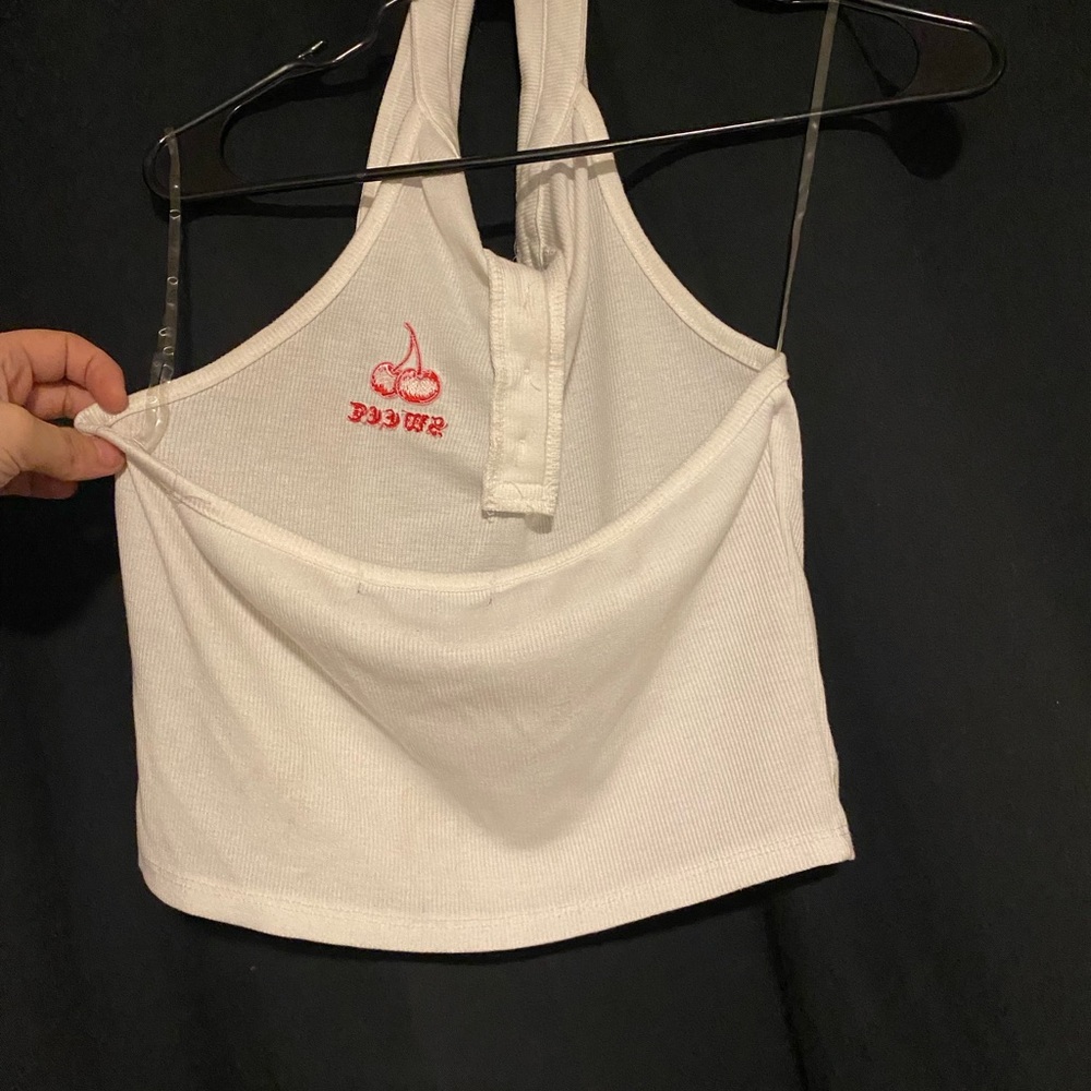 Open back cropped halter
